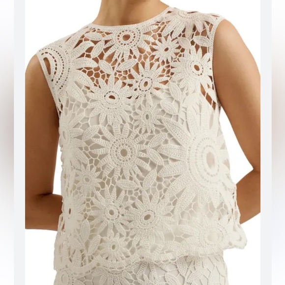 Ted Baker London Ivory KATRNN Crochet Sleeveless Lined Top Size Ted 4 US 10 NWT - Picture 1 of 15